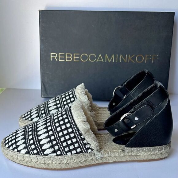 Rebecca Minkoff Vicky Embroidered Ankle Strap Espadrille Flats Shoes - Picture 1 of 4